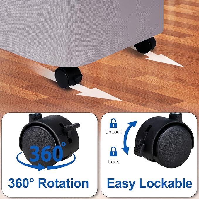 Slim Laundry Hamper with Lid and Wheels, Small Rolling Laundry Basket with