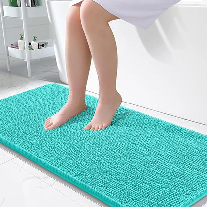 OLANLY Large Bathroom Rugs 50x30, Extra Soft Absorbent Chenille Bath Rugs, Rubber Backing Quick Dry, Machine Washable Bath Mats for Bathroom Floor, Tub and Shower, Home Decor Accessories, Teal