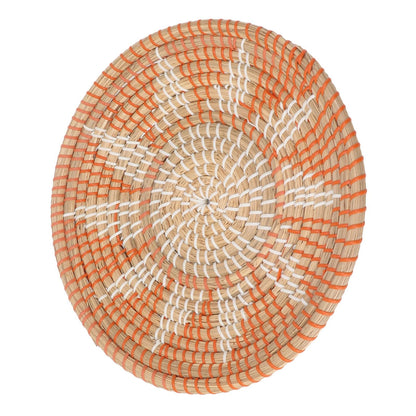 Lybunair Round Grass Wall Ornaments 35cm Diameter Handwoven Hanging Baskets for Living Room and Kitchen (Style One)