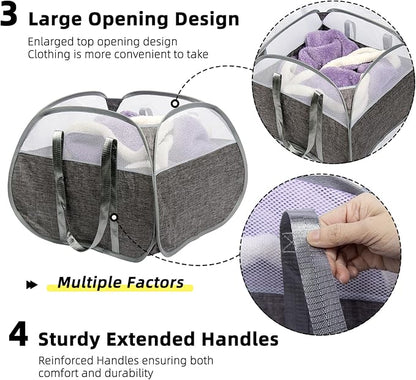 Collapsible Laundry Basket, 90L Foldable Pop-up Laundry Hamper