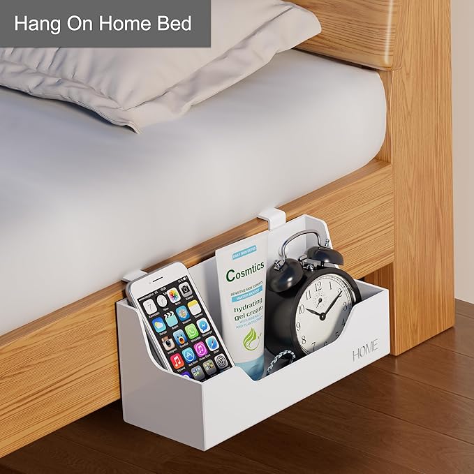 Bedside Caddy Hanging Storage Basket Little Size Plastic Beside Shelf Hang-on