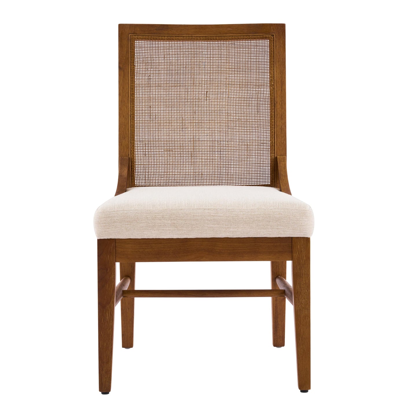 Christopher Knight Home Relinga French Country Upholstered Dining Chairs Set of 2, Wooden Dining Room Armless Chair with Cane Backrest, High Back Kitchen Side Chair, Beige+Walnut