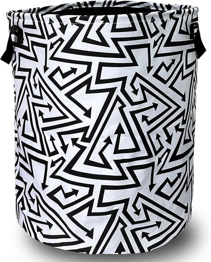 Black White Abstract Arrow Laundry Basket Foldable