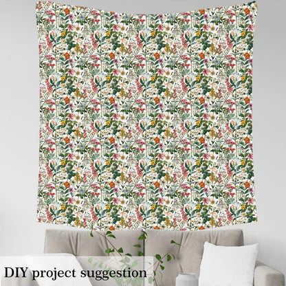 Erosebridal Daisy Flowers Flannel Fabric by The Yard, Natural Fresh Garden Upholstery Fabric, Botanical Leaves Indoor Not Stretchy Decor, Spring Retro Decor, Blue Green White, 1 Yard