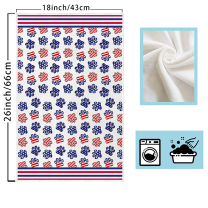 XCHI Dog Paws Bones Stars America Patriotic 4th of July Memorial Day Independence Day Kitchen Towels Dish Towels 18x26 Inch Home Decorations Hand Towels Set of 2 Drying Dishcloth