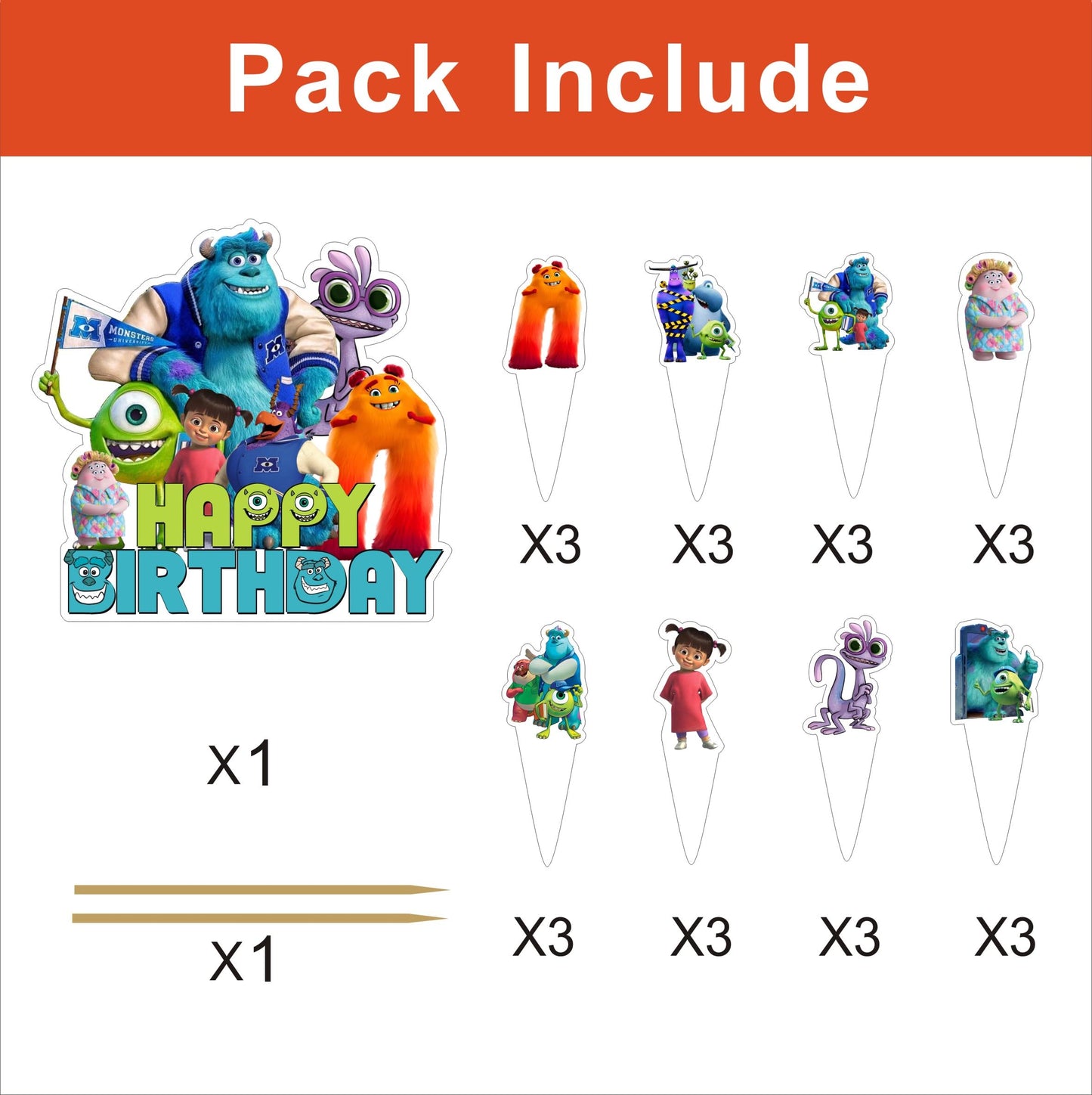 25Pcs Cartoon For Monster Cupcake Toppers,Inspired Cupcake Picks School Wizard Theme Birthday Party Cake Decorations Supplies.