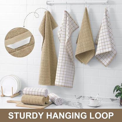 Homaxy Premium Cotton Kitchen Towels 16"x 28", Large Natural Ring Spun 390 GSM