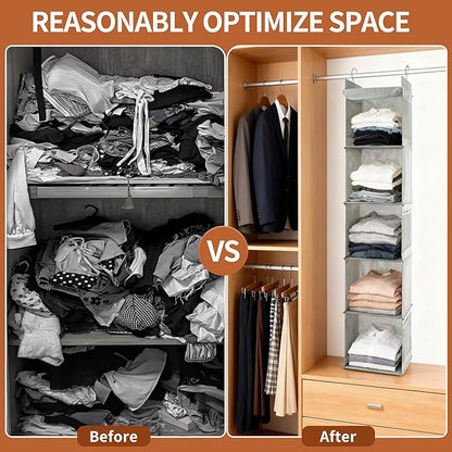 5-Shelf Hanging Closet Organizer and Storage, Closet Hanging Storage Shelves