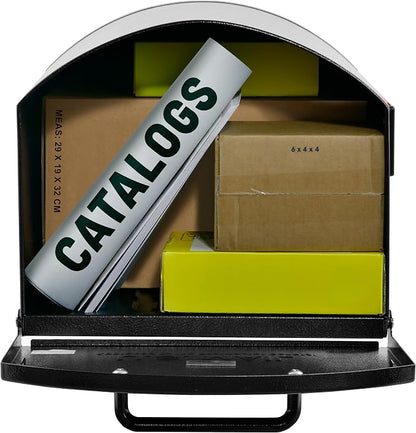 Mail Boss Orca XL Extra Large Steel Mailbox – USPS Approved T4 Rural Mailbox – Heavy-Duty Galvanized Steel, Powder-Coated, Non-Locking Design – Model #7306, Black