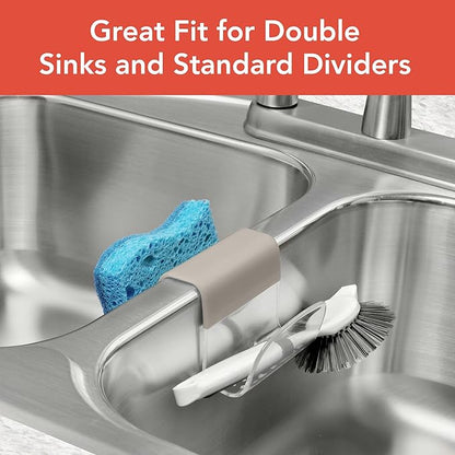Spectrum Sink Saddle for Kitchen Sink Warm Gray Clear Sponge and Brush Holder