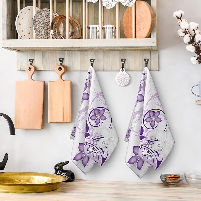 Purple Floral Kitchen Towels