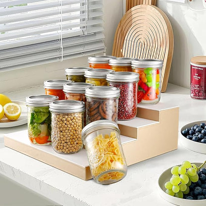Miuyhji Mason Jars 16 oz with Lids, 9 Pcs Wide Mouth Glass Canning Jars with Airtight Lids and Bands, Overnight Oats Containers for Pickling, Freezing, Preserving, Meal Prep, Jar Décor