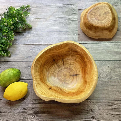 MIATTCLD Wooden Bowl Decorative Natural Wood Fruit Bowl, Irregular Creative Wood Bowls, Rustic Hand Carved Candy Snack Keys Serving Bowls for Home Decor(8"-10" Diameter)