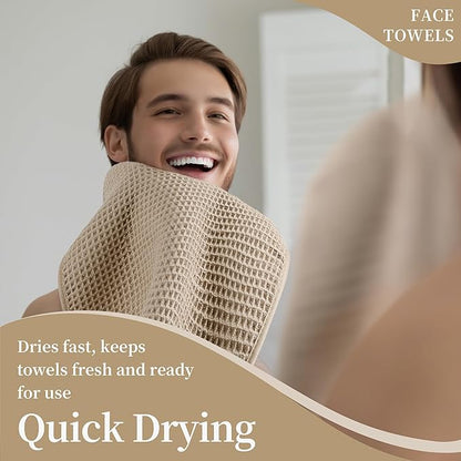 Microfiber Waffle Face Towels, 2 Pieces, Fast Drying, Lint Free 430 GSM