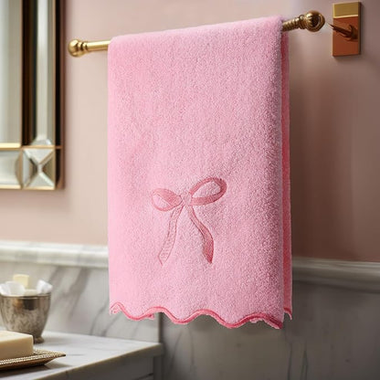 2 Pcs Pink Scalloped Hand Towels