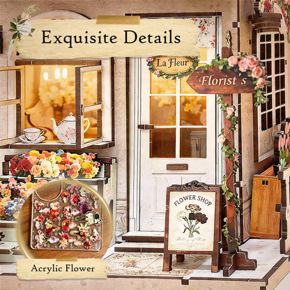 Book Nook Kit DIY Miniature House – 3D Wooden Puzzle Bookshelf Insert with LED Lights, Tiny Dollhouse Building Model Craft Kit, Unique Book Nook Decor Gift for Adults, Teens, Book Lovers