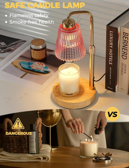 GODONLIF Pink Candle Warmer Lamp with Cycle Timer, Birthday Gifts for Women Mom Her, House Warming Gifts New Home Room Decor, Wax Melt Warmer for Jar Candles with 2 Bulbs