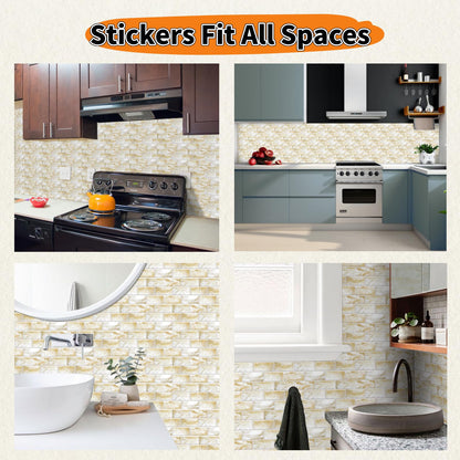 PVC Peel and Stick Tile Decals Decorative Minimalist Tile Stickers 12 Pieces Indoor Wall Decoration for Kitchen Laundry Room Bathroom Camper (Style B)