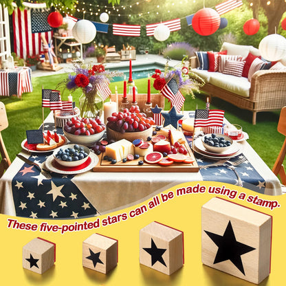 Tinlade 4 Pcs Five-Pointed Star Teacher Rubber Stamp 20/25/35/60 mm 4 Sizes 4th of July Rubber Stamp for Grading DIY Wedding Invitations Letters Gifts