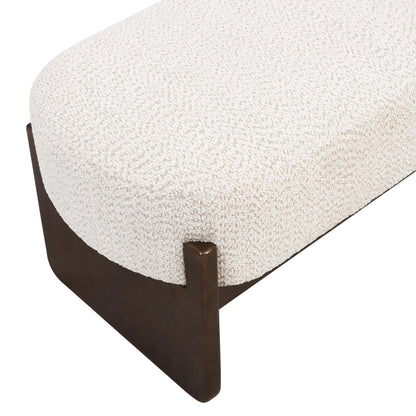 Christopher Knight Home Arden Minimalist Style Rectangular Loop Yarn Fabric Ottoman Bench, Rubberwood Frame, Entryway Bench, Living Room Sofa Extra Seat, End of Bed Footstool, Beige+Brown
