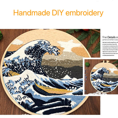 JRYYR Friendship Gifts Beginner Embroidery kit for Adults,Embroidery Kits for Beginners DIY Cross Stitch with Patterns and Instructions (Wave Pattern)