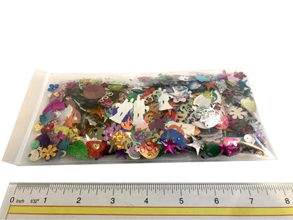 Assorted Sequins & Spangles, Mixed Shiny Colors and Shapes 50 gr