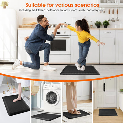 TranquilMoments 4/5 Inch Extra Thick Kitchen Mats for Floor,Non Slip Anti Fatigue Kitchen Rugs,Waterproof Stain Resistant Sink Mat,Cushioned Standing and Comfort Mats for Office (17"x24" Black)