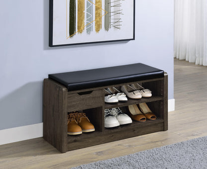 Coaster Home Furnishings - Arrington - Engineered Wood - Storage Bench with Pull-Out Drawer, Adjustable Shelf and Open Compartment - Entryway & Living Room- Smoked Oak Finish - 910321