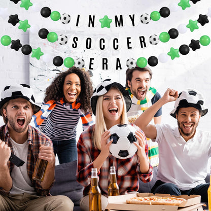 Simgoing 98 Pcs Soccer Birthday Banner Decor Jumbo DIY Friendship Bracelet Birthday Banner Kit Customizable Party Giant Garland Decoration for Soccer Sports Theme Party Decorations