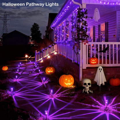 Gorrzai Christmas Solar Lights Outdoor 10 Pack Solar Pathway Lights Outdoor Halloween Decorations Waterproof Yard Lighting for Driveway Garden Walkway Path Landscape Lawn