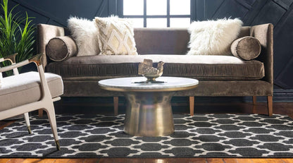Unique Loom Trellis Collection Area Rug - Philadelphia (4' 1" x 6' 1" Rectangle Black/Beige)