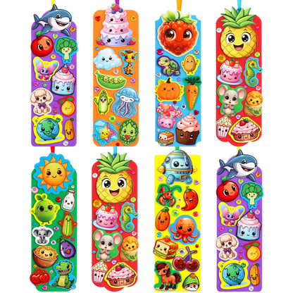 Treasure Cove Bookmark Craft Kits Kids DIY Bookmark Kit Foam Bookmarks Crafts Art Sets Fruits Sweet Treats Sun Ornaments Stickers for Kids Classroom Activities Rewards Party Favor 24 Pcs