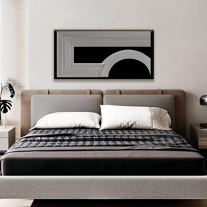 Abstract Wall Art Modern Canvas Art Wall Decor Minimalist Wall Art Geometric Line Canvas Artwork Print Paintings Black And White Wall Art Modern Picture For Bedroom Art Office Home Wall Decor 20"X 40"