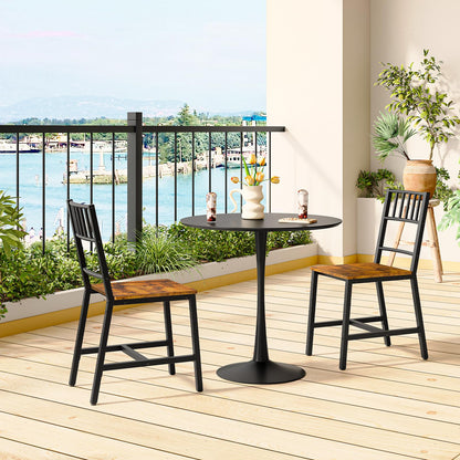 HOOBRO Dining Chairs Set of 2, Wooden Kitchen Chairs with Metal Frame, Industrial Dining Chairs with Back, Easy to Assemble, Farmhouse Dining Chairs for Living Room, Rustic Brown and Black BF39CD01
