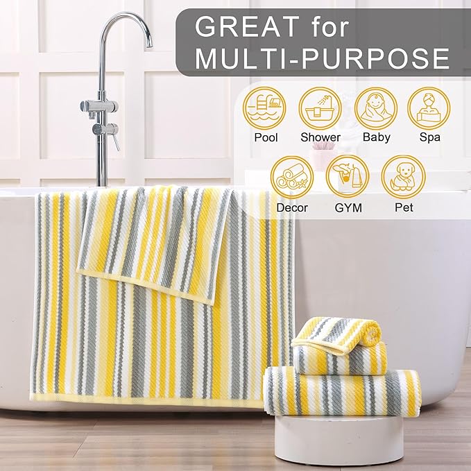Bath Towels with Hanging Loops, Quick Dry, Absorb & Lightweight, 1 Bath 28"x52"
