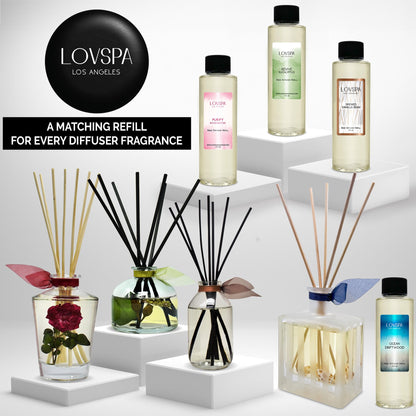 LOVSPA Reed Diffuser Set, Smoked Vanilla Scented Oil Diffuser with Sticks, Home Fragrance Accessories for Bathroom Shelf Decor, Aroma Diffusers for Home or Office Fall Decor, USA Made