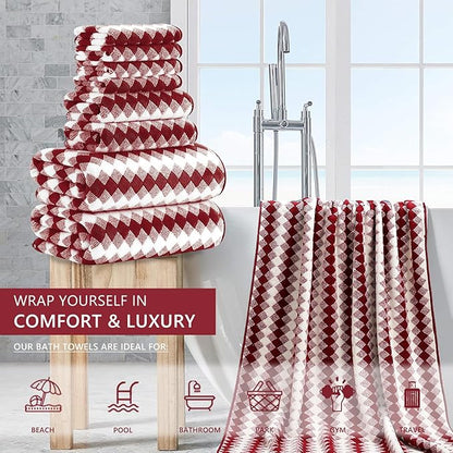 8 Piece Bathroom Towel Set |2 Oversized Bath Towels, 2 Hand Towels, 4