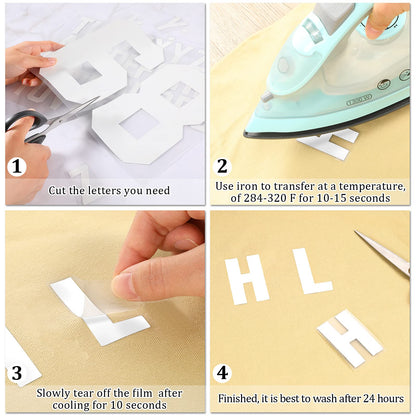 18 Sheets 216 Pieces 8 Inch Iron On Numbers T-Shirt 2 Inch Iron On Letters Patches Kit, 0 to 11 Iron-on Numbers A to Z Heat Transfer Letters for Jersey Football Baseball T-Shirts Team Name (White)