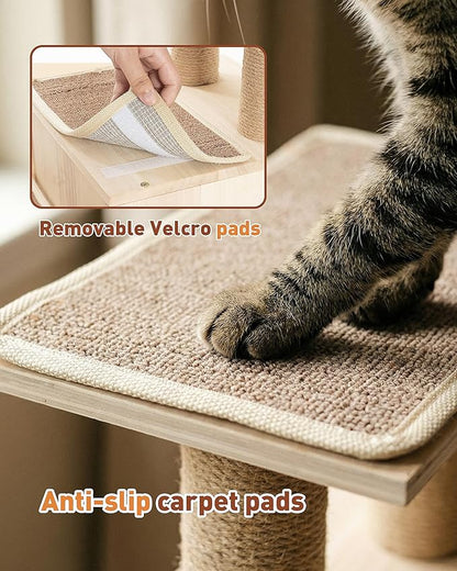 3-in-1 Pet Stairs for Cats, 7.87" Depth Pet Steps for Cat, Wood Cat Stairs for High Bed and Sofa, 1 Condo Cave, Scratching Post, Sturdy Indoor Pet Stairs with Non-Slip Carpet Pads
