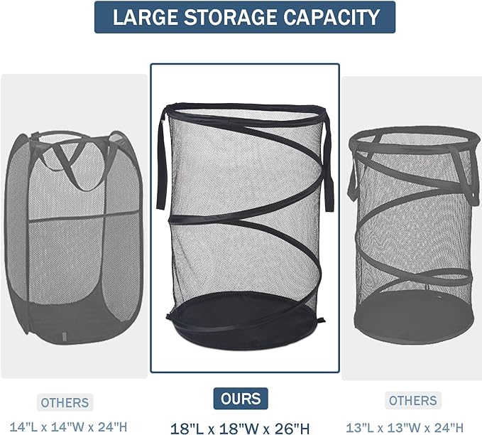 Seiritex Mesh Popup Laundry Hamper 115L Foldable Laundry Basket Extra Large