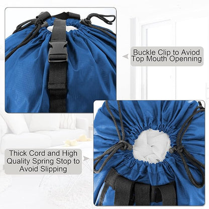 BeeGreen Laundry-Bag-Backpack-Heavy-Duty, Royal Blue Nylon Drawstring Portable
