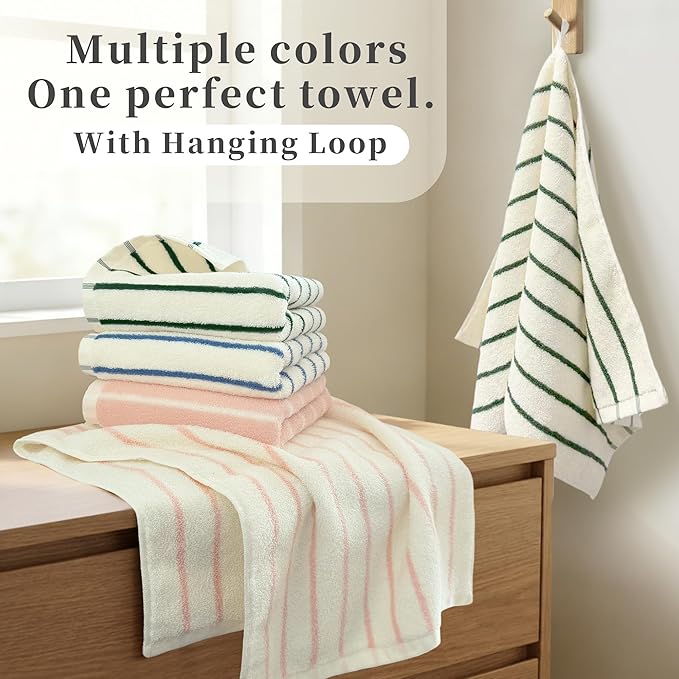 2-Pack Premium Stripe Cotton Hand Towels