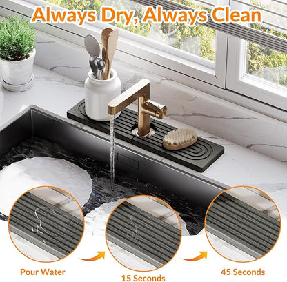 15.7 Inch Stone Faucet Mat for Kitchen Sink Splash Guard, Diatomite Sink