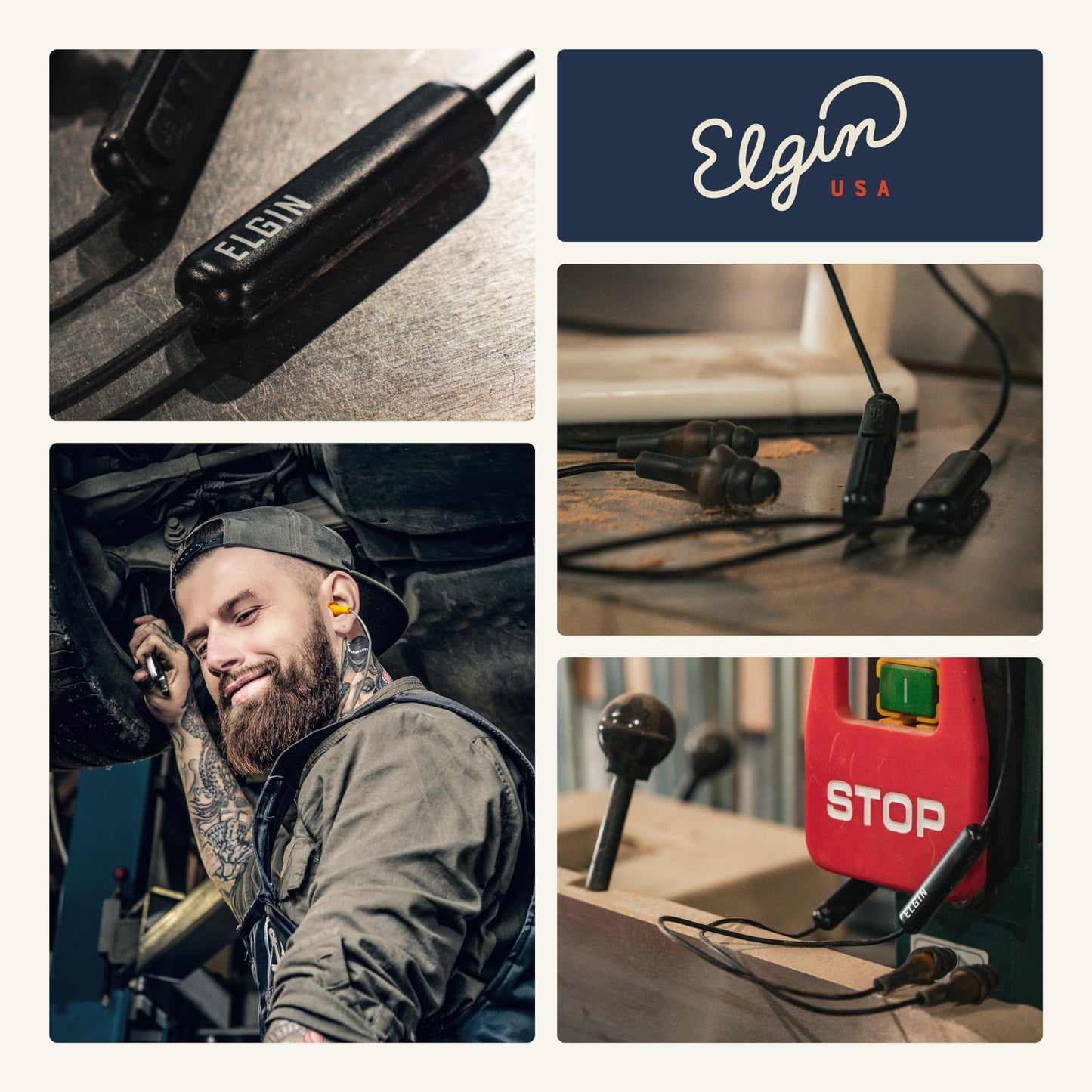 Elgin Ruckus Wireless Bluetooth Earplug Headphones, 25 dB Noise Reduction Ear Plug Earbuds, Noise Cancelling Mic, 12 Hour Battery, IP65 sweatproof, OSHA Compliant Hearing Protection, Work Safety