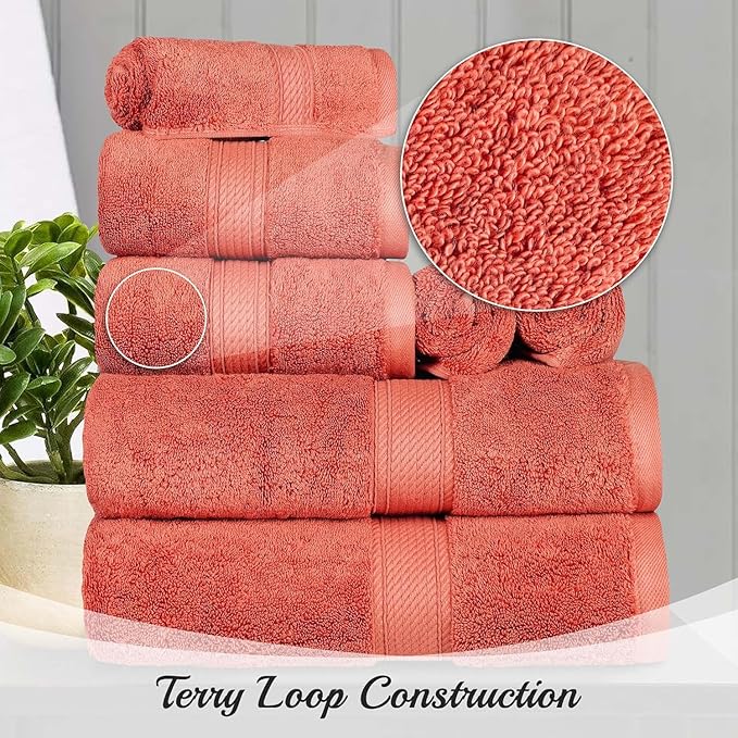 SUPERIOR Solid Egyptian Cotton Towel Set, Hand Towel 20” x 30”, Bath Towel 30”