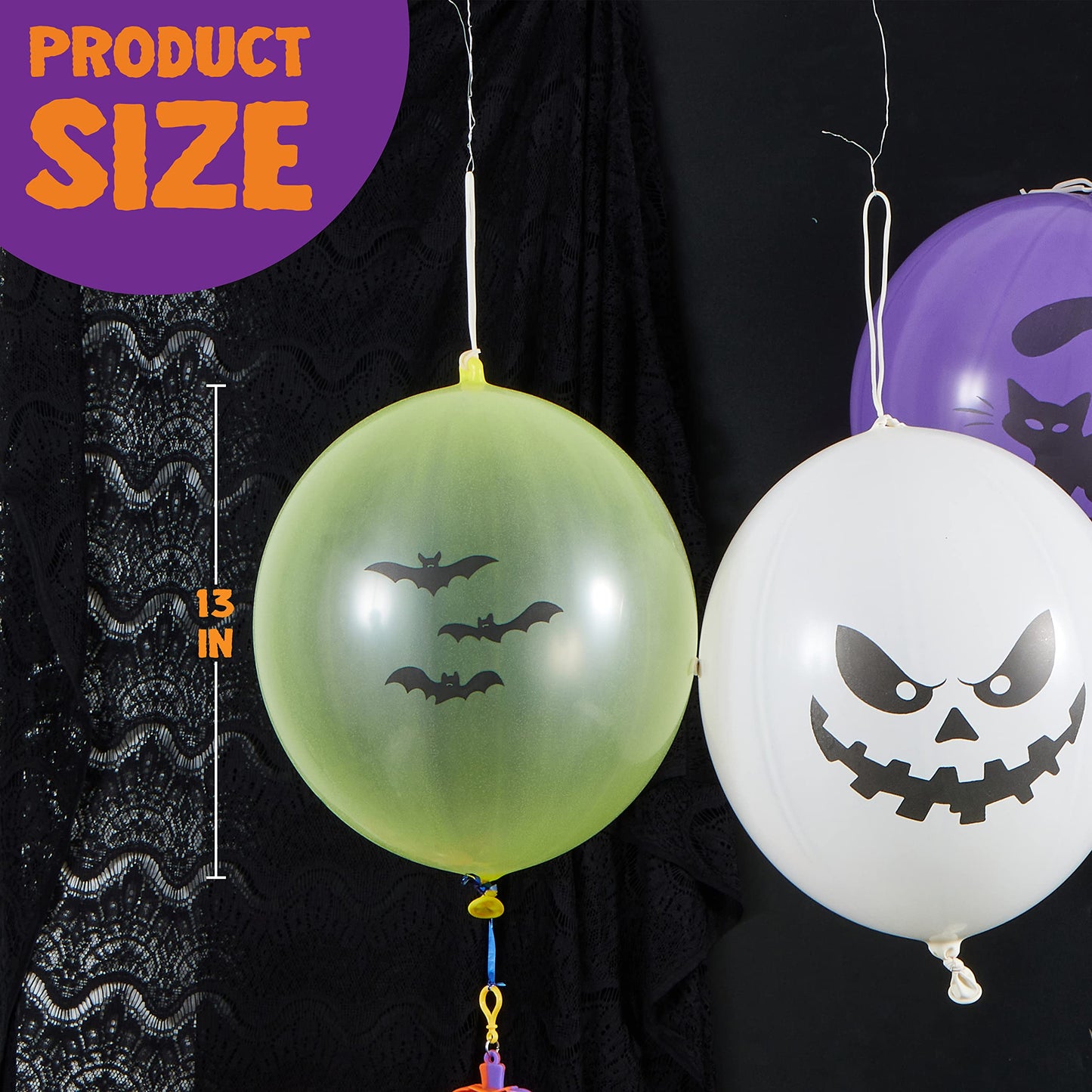 JOYIN 36 Pieces Halloween Punch Balloons for Kids Game Birthday Party Favor Supplies Decorations, Trick or Treat Toys, School Classroom Game Goodie Bags Stuffers