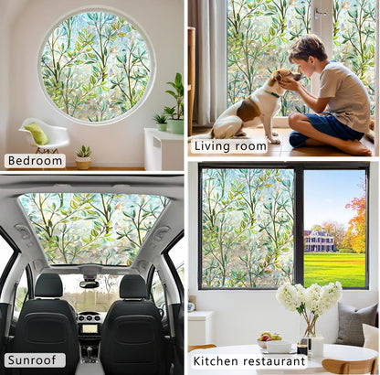 Window Privacy Film Rainbow Window Film – Decorative Static Cling Window Sticker with 3D Stained Glass Effect（35.4 x 78.7 inch） Includes 3 Installation Tools