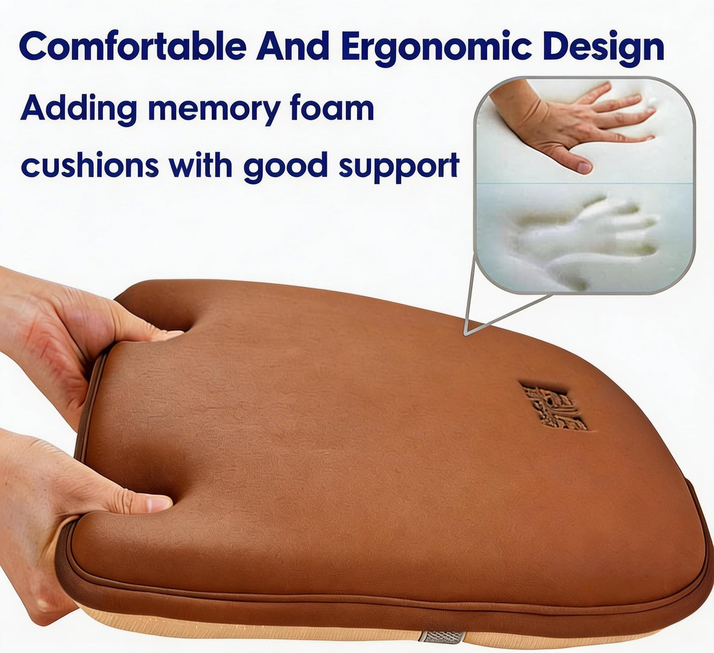 Big Hippo Ergonomic Lumbar Support & Memory Foam Seat Cushion Set - Sciatica & Tailbone Pain Relief for Office, Car & Wooden Dining Chairs - Non-Slip Body Positioner with Breathable Mesh Cover (Brown)