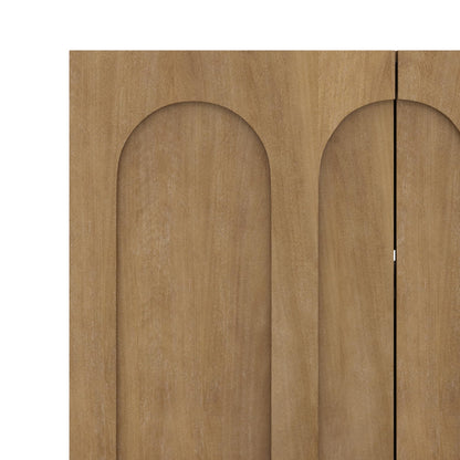 Nathan James Jett Mid Century Modern Wood Credenza Storage Cabinet, Modular Arched Door Cabinet with Solid Wood Legs, Light Brown