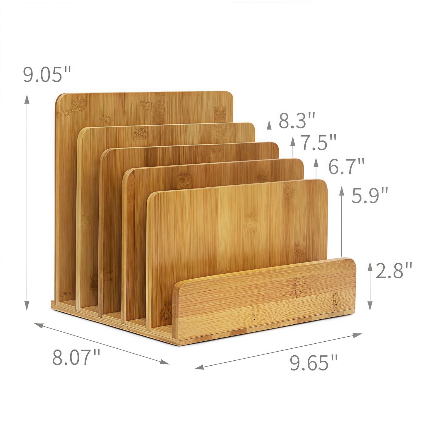 Klabelle Bamboo Mail Organizer - File Holder Sorter for Letter and Folder Document Storage, Envelope Organization with 5 Slots for Office Desk, Countertop, Home Bill